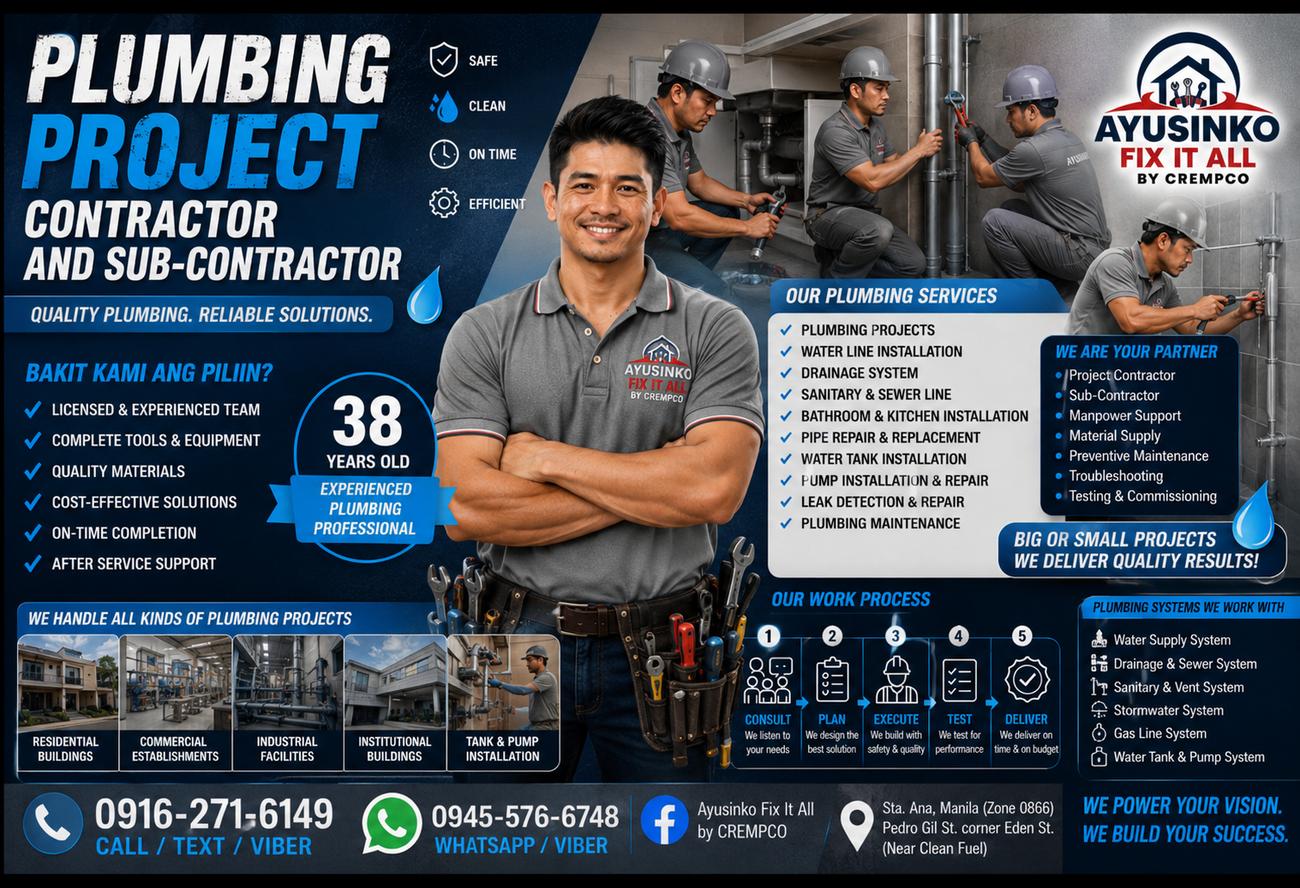 Plumbing project contractor services