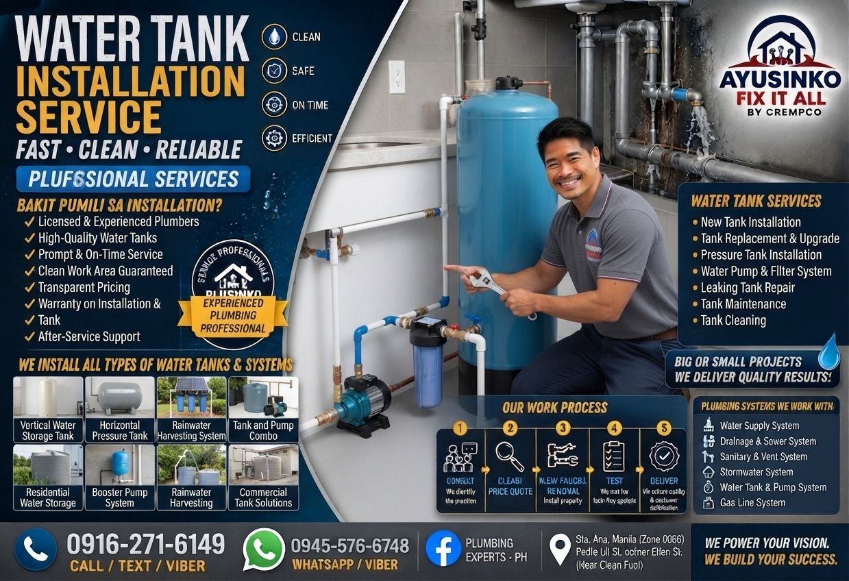 Water tank installation